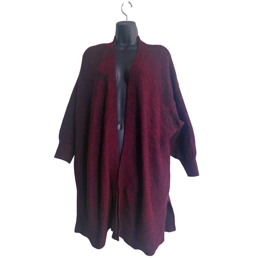 Love Ryan Los Angeles Womens 2X Burgundy Marl Open Front‎ Longline Cardigan NWT